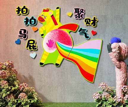  网红打卡墙 露营风打卡墙 奶茶店打卡墙 餐厅打卡墙3d模型 