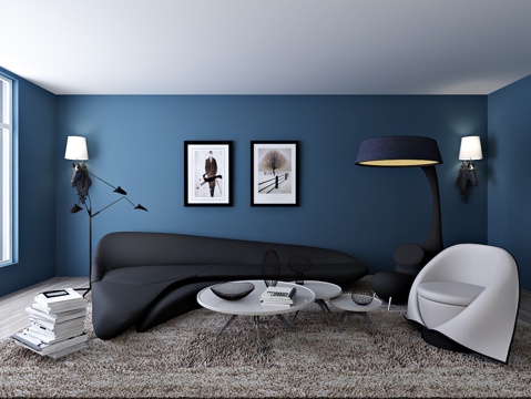  北欧沙发 茶几 单椅 装饰画 壁灯3d模型 