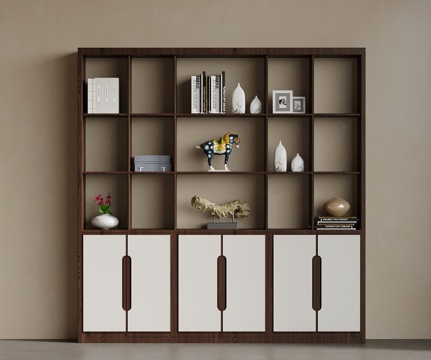  新中式博古架 书架 置物架3d模型 