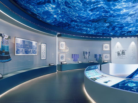 现代非遗文化扎染展厅su模型