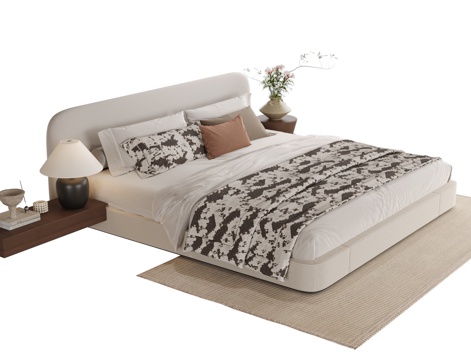  现代双人床3d模型 