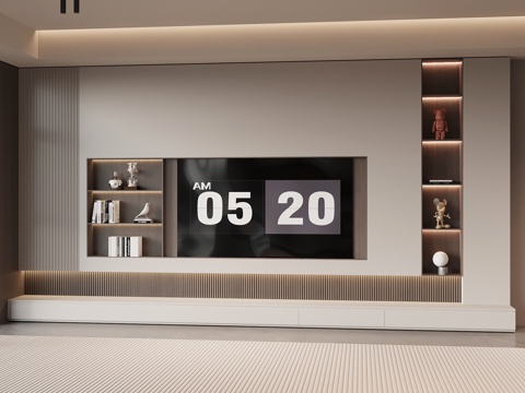  现代意式电视柜 电视背景墙3d模型 