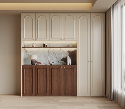  法式中古风鞋柜 入户鞋柜3d模型 