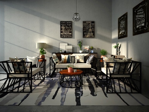  原创工业风沙发3d模型 