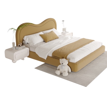 现代儿童床 儿童床头柜su模型