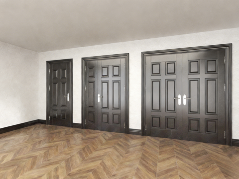  欧式门组合 简欧 子母 双开3d模型 