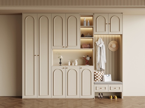  法式奶油风酒柜 餐边柜3d模型 