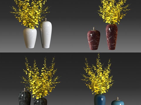  花艺花瓶 跳舞兰3d模型 