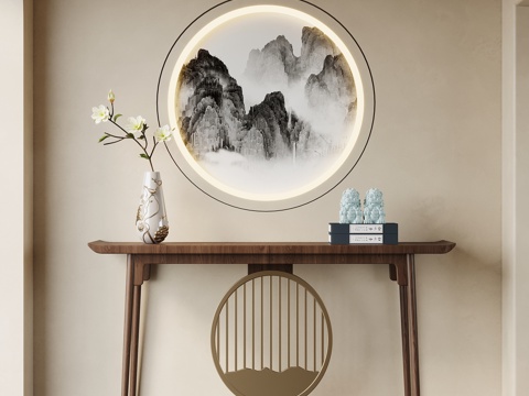 新中式玄关柜 端景台su模型