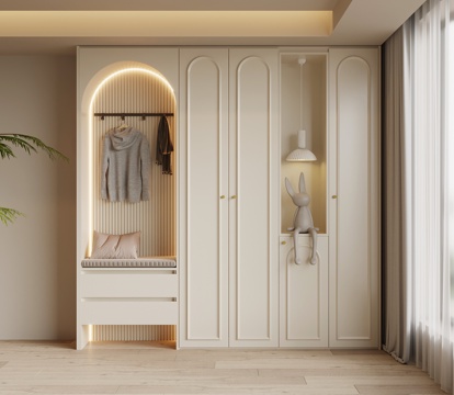  法式中古风鞋柜 入户鞋柜3d模型 