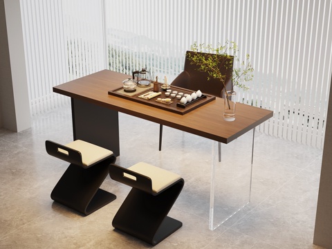 现代意式茶桌椅su模型