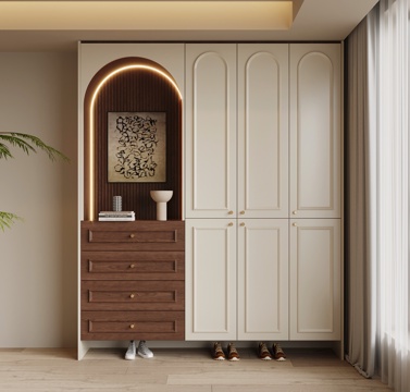  法式中古风鞋柜 入户鞋柜3d模型 