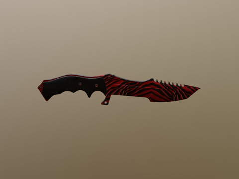 猎人刀擦伤红3d模型 