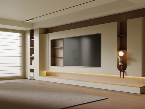  现代电视背景墙3d模型 
