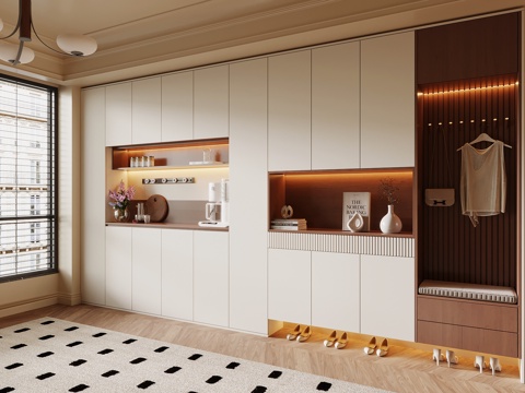  中古风鞋柜3d模型 