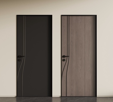  现代意式单开门 木门3d模型 