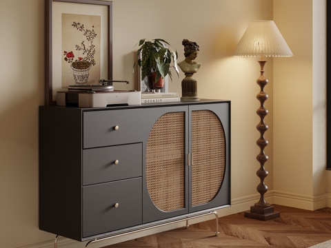 中古风玄关柜su模型