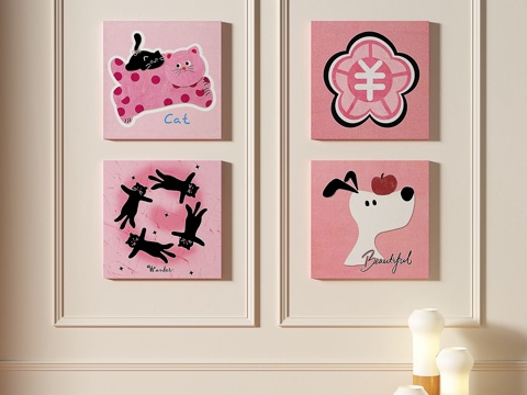  现代，儿童，组合，简约，抽象，装饰画3d模型 