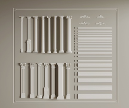  石膏 角花 石膏线 踢脚线 柱子3d模型 