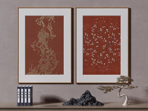  新中式装饰画 挂画3d模型 