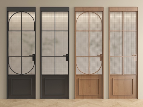  法式中古风玻璃门 单开门 平开门 厨卫门3d模型 