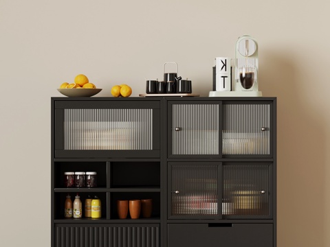  现代复古备餐柜 餐边柜3d模型 