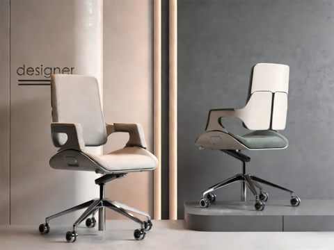  现代办公椅 电脑椅 旋转椅 带滑轮3d模型 