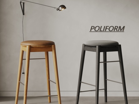  poliform现代实木凳子 吧凳3d模型 