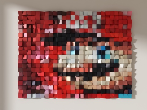  墙面装饰 马赛克墙壁 艺术背景墙 渐变方块背景墙 文化石 玄3d模型 