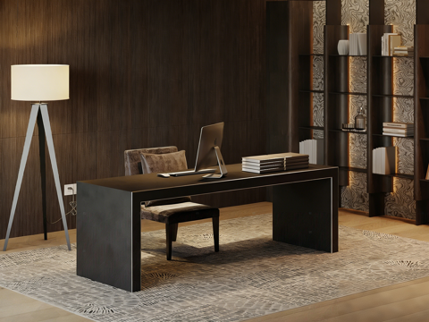 现代风格办公室 家具办公桌 办公桌椅su模型