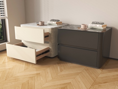  现代床头柜 实木抽屉床头柜 摆件3d模型 