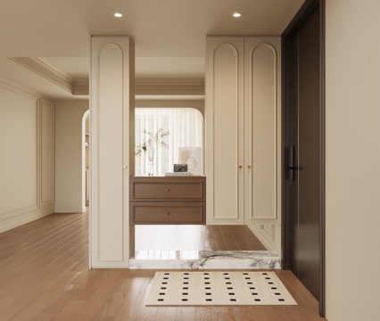 法式中古风鞋柜 入户鞋柜su模型