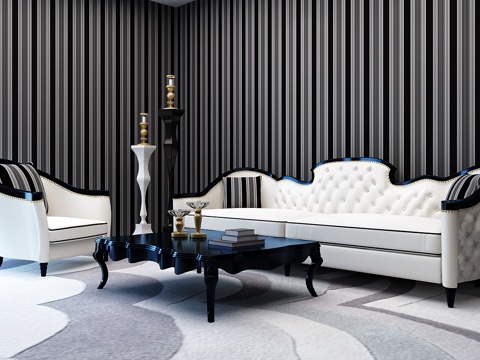  新古典沙发椅子组合3d模型 