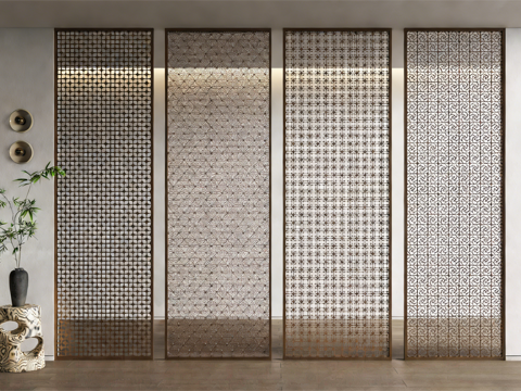  现代隔断 金属隔断 屏风隔断 镂空隔断 玄关隔断3d模型 