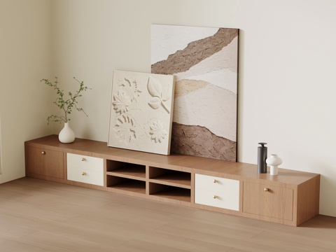  侘寂中古风电视柜 边柜3d模型 