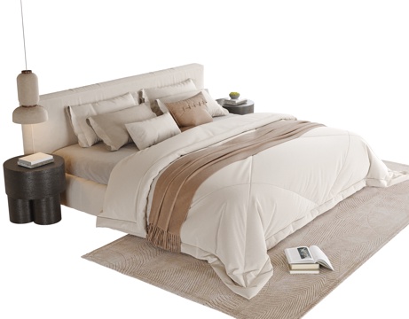  现代双人床su模型 