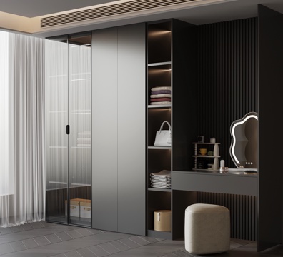 现代衣柜 梳妆台su模型