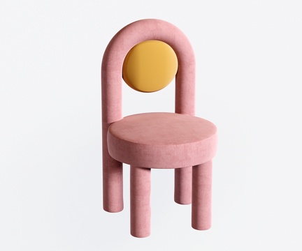 奶油风单椅 餐椅 儿童椅 现代梳妆椅 化妆椅su模型