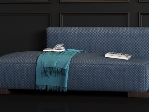  现代布艺沙发躺椅搭巾组合3d模型 