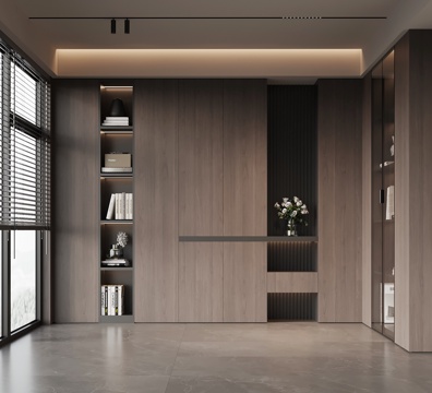  现代意式书柜 L型书柜su模型 