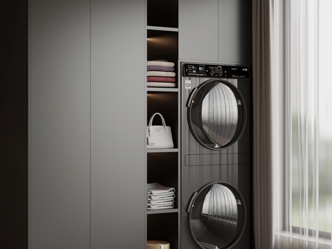  现代洗衣机柜 阳台柜3d模型 