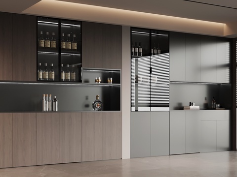  现代意式酒柜 餐边柜3d模型 