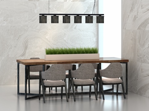  工业风餐桌椅3d模型 