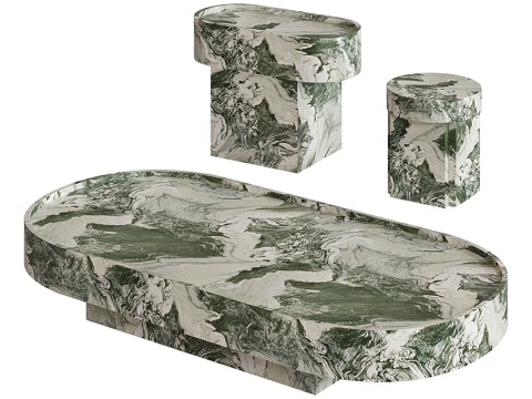  现代大理石咖啡桌茶几3d模型 