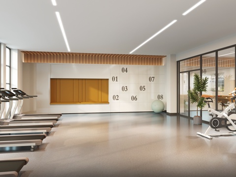  现代 健身房3D模型3d模型 