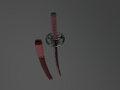  武士刀红羽3d模型 