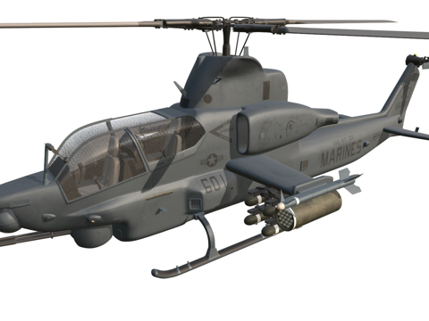  贝尔AH1Z蝰蛇攻击直升机3d模型 