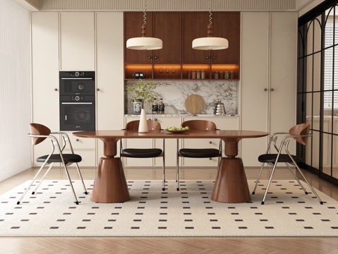  中古风餐桌椅3d模型 