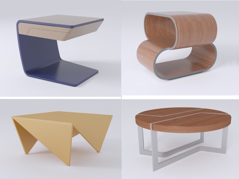  现代时尚 边几 角几组合3d模型 