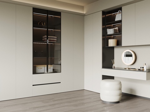  现代衣柜 L型衣柜 梳妆台3d模型 